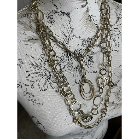 Vintage Multi Chain Chunky Gold Statement Necklace Retro - Picture 2 of 4